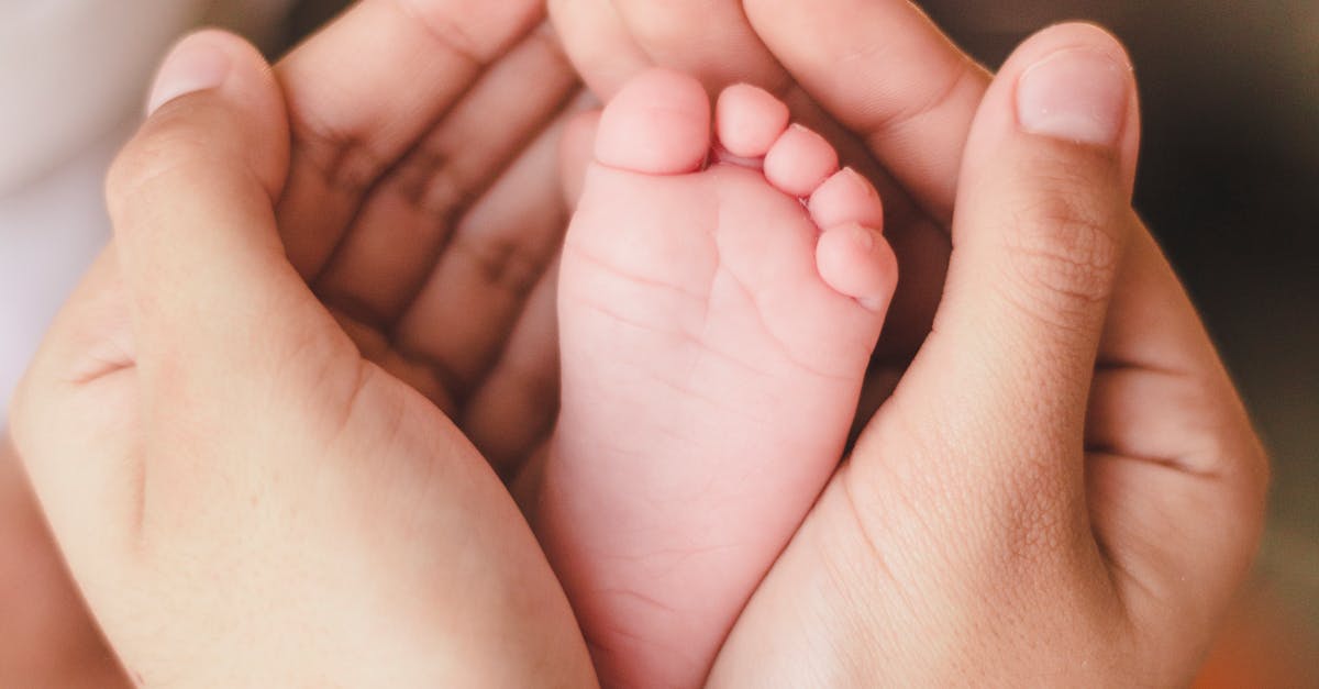 A tender moment capturing a newborn foot in warm adult hands, symbolizing love and care.